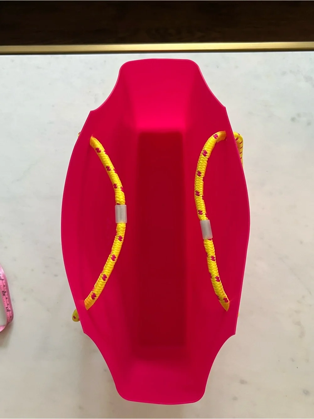 Sol de Janeiro Neon Pink Silicone Tote with Yellow Rope Handles